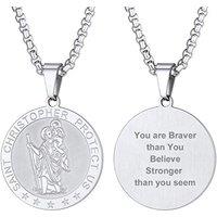 PROSTEEL St Christopher Necklace for Men, Saint Christopher Pendant Chain, Personalised Engrave Catholic Protection Pendant Jewellery Gift for Boys Ch
