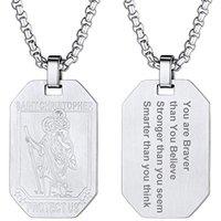 PROSTEEL St Christopher Necklace for Men, Saint Christopher Pendant Chain, Personalised Engrave Catholic Protection Pendant Jewellery Gift for Boys Ch