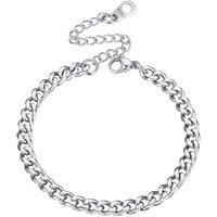 PROSTEEL Mens Cuban Chain Bracelet Silver, 3/6/9/12MM Width, 19/21CM Length, Strong 316L Stainless Steel (Send Gift Box) Silver-4.8mm 16+5 CM Length