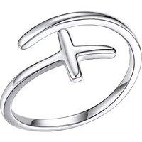 PROSILVER Women S925 Solid Sterling Silver Ring, Chic Classy Design-With Gift Box 03: sideway cross