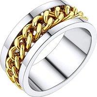 PROSTEEL Mens Cool Spinner Ring Cuban Link Ring, Stainless Steel/Gold Plated/Black (Send Gift Box) B-gold Plated L 1/2