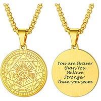 PROSTEEL Seven Archangels Talisman Pentagram Pendant Necklace, Sturdy Medallion, with Chain 55+5CM, 316L Stainless Steel/Gold Plated/Black (Send Gift