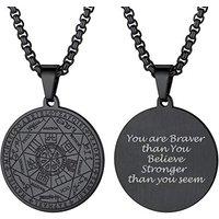 PROSTEEL Seven Archangels Talisman Pentagram Pendant Necklace, Sturdy Medallion, with Chain 55+5CM, 316L Stainless Steel/Gold Plated/Black (Send Gift