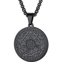PROSTEEL Seven Archangels Talisman Pentagram Pendant Necklace, Sturdy Medallion, with Chain 55+5CM, 316L Stainless Steel/Gold Plated/Black (Send Gift