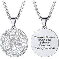 PROSTEEL Seven Archangels Talisman Pentagram Pendant Necklace, Sturdy Medallion, with Chain 55+5CM, 316L Stainless Steel/Gold Plated/Black (Send Gift