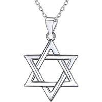PROSILVER 925 Sterling Silver David Star Necklace with Chain 46+5CM-Adjustable, Jewish Jewelry (Send Gift Box)