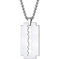 PROSTEEL Men Necklace, Razor Blade Pendant with Sturdy Chain-55+5CM Adjustable, Can Engrave, 316L Stainless Steel/Gold Plated/Black (Send Gift Box) 1-