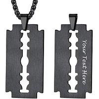 PROSTEEL Men Necklace, Razor Blade Pendant with Sturdy Chain-55+5CM Adjustable, Can Engrave, 316L Stainless Steel/Gold Plated/Black (Send Gift Box) Cu