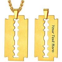 PROSTEEL Men Necklace, Razor Blade Pendant with Sturdy Chain-55+5CM Adjustable, Can Engrave, 316L Stainless Steel/Gold Plated/Black (Send Gift Box) Cu