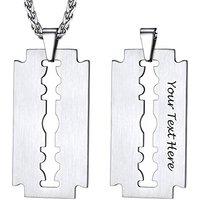 PROSTEEL Men Necklace, Razor Blade Pendant with Sturdy Chain-55+5CM Adjustable, Can Engrave, 316L Stainless Steel/Gold Plated/Black (Send Gift Box) Cu