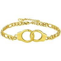 PROSTEEL Women Handcuffs Anklets with Figaro Chain, Summer Beach Foot Jewelry Adjustable-Stainless Steel/Gold Plated (Send Gift Box) 2-gold Plated