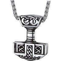PROSTEEL Necklaces for Men, Viking Mjolnir Hammer Nordic Amulet Norse Stainless Steel Pendant Jewellery with Gift Box 2-stainless