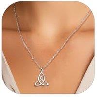 PROSILVER Sterling Silver Necklace for Women - Heart Celtic Cross Motherhood Triquetra Knot Pendant with Adjustable Chain - Celtic Infinity Love Jewel