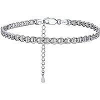 PROSILVER Women Sterling Silver Anklet, S925 Silver Ankle Bracelet Figaro/Cuban/Heart Foot Chain for Beach Summer - Send Gift Box 6-mariner