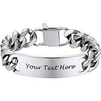 PROSTEEL Cuban Link Chain ID Bracelet for Men, Custom Name Bracelets, Stainless Steel/Gold Plated/Black (Send Gift Box) 21.0 Centimetres 1-stainless