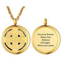 PROSTEEL Women/Men Custom Photo Text Engraving Necklace, Cletic Cross/Tree Locket Chain, Stainless Steel/Gold Plated/Black (Send Gift Box) A-celtic-go