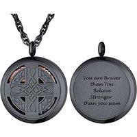 PROSTEEL Women/Men Custom Photo Text Engraving Necklace, Cletic Cross/Tree Locket Chain, Stainless Steel/Gold Plated/Black (Send Gift Box) A-celtic-bl
