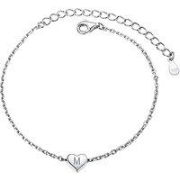 PROSILVER Women Sterling Silver Heart Initial Bracelet, Adjustable Personalised Name with S925 Stamp, Letter A to Z Alphabet Bracelet Jewelry Gift for