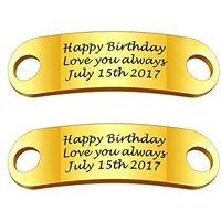 PROSTEEL 2 Pcs Personalize Name Shoe Buckle for Men/Women, Custom Shoe Decoration Charms, Monogram Initial/Nameplate Shoe ID Tags, Stainless Steel/Gol