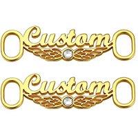 PROSTEEL 2 Pcs Personalize Name Shoe Buckle for Men/Women, Custom Shoe Decoration Charms, Monogram Initial/Nameplate Shoe ID Tags, Stainless Steel/Gol