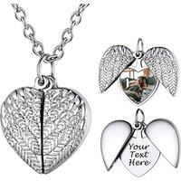 PROSTEEL Women Personalized Heart Locket Necklace, Custom Photo Name Pendant, Inspirational Gifts, Silver Color/Gold Plated-Send Gift Box 1-Open Heart