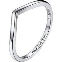 PROSILVER Women Sterling Silver Ring Simple/Cubic Zirconia Promise Wishbone Wedding Rings with S925 Stamp, Hypoallergenic, Size 4-12, Engraving (Send