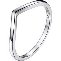 PROSILVER Women Sterling Silver Ring Simple/Cubic Zirconia Promise Wishbone Wedding Rings with S925 Stamp, Hypoallergenic, Size 4-12, Engraving (Send