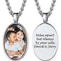 PROSTEEL Personalized Photo Tag Necklace for Women/Men, Full CZ Stone, Engraving Date/Text/Pictures with Chain-Send Gift Box 3-oval-silver