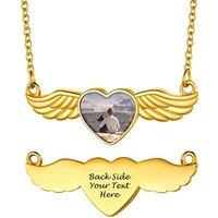 PROSTEEL Women Personalized Heart Locket Necklace, Custom Photo Name Pendant, Inspirational Gifts, Silver Color/Gold Plated-Send Gift Box Fly Wing-gol
