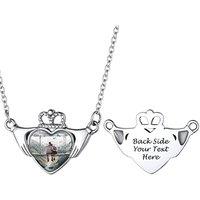 PROSTEEL Women Personalized Heart Locket Necklace, Custom Photo Name Pendant, Inspirational Gifts, Silver Color/Gold Plated-Send Gift Box Crown-silver