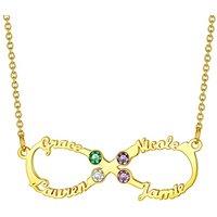 PROSTEEL Women Infinity Name Necklace Personalized with Birthstones, 1/2/3/4 Names Family Mom Nameplate Jewelry, Gold Plated/Stainless Steel-Send Gift