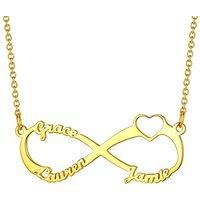PROSTEEL Women Infinity Name Necklace Personalized with Birthstones, 1/2/3/4 Names Family Mom Nameplate Jewelry, Gold Plated/Stainless Steel-Send Gift
