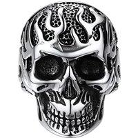 PROSTEEL Men Gothic Skull Skeleton Rings, Can Engrave-Stainless Steel/Gold Plated/Black-Send Gift Box 1-flame Skull-stainless Y