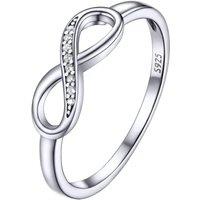 PROSILVER Women 925 Sterling Silver Infinity Ring, Personalized Eternity Knot Ring, with S925 Stamp-Send Gift Box 2-CZ stone Q