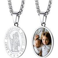 PROSTEEL Men Custom Photo Archangel St. Michael Necklace, Stainless Steel/Gold Plated/Black (Send Gift Box) St. Christopher-stainless