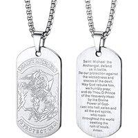 PROSTEEL Men Custom Photo Archangel St. Michael Necklace, Stainless Steel/Gold Plated/Black (Send Gift Box) 1-St. Michael-stainless