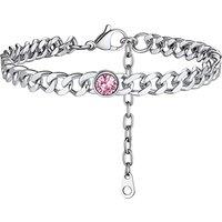 PROSTEEL Women 6mm Cuban Chain Anklet, Stainless Steel/Gold Plated/Black-Send Gift Box October Stainless Steel