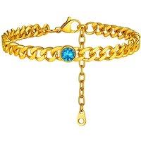 PROSTEEL Women 6mm Cuban Chain Anklet, Stainless Steel/Gold Plated/Black-Send Gift Box March Gold Plated