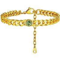 PROSTEEL Women 6mm Cuban Chain Anklet, Stainless Steel/Gold Plated/Black-Send Gift Box August Gold Plated