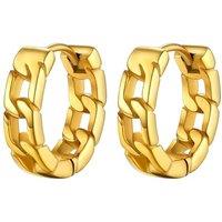 PROSTEEL Mens Hoop Earrings, Huggie Earrings Small Silver/Black/Gold Plated -With Gift Box Cuban Chain-black