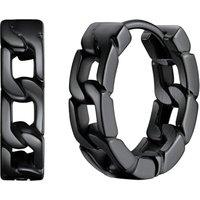 PROSTEEL Mens Hoop Earrings, Huggie Earrings Small Silver/Black/Gold Plated -With Gift Box Cuban Chain-black