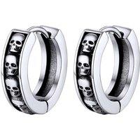 PROSTEEL Mens Hoop Earrings, Huggie Earrings Small Silver/Black/Gold Plated -With Gift Box Cuban Chain-black