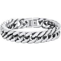 PROSTEEL Chain Bracelet for Men - Cuban Link Chunky Bracelet Silver/Gold Plated/Black 8MM/12MM/17MM Width, Hip Hop Jewellery 19/21/23CM Length for Men