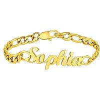 PROSTEEL Men Women Personalized Name Bracelet Custom Bracelet,19CM/21CM/23CM,Stainless Steel/Gold Plated/Black-Send Gift Box 19.0 Centimetres gold pla