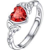 PROSILVER Adjustable 925 Sterling Silver Ring for Women Heart Solitaire Cubic Zirconia Birthstone Open Thumb Rings, Celtic Jewellery for Ladies Girls