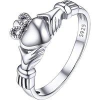 PROSILVER Women S925 Sterling Silver Claddagh Ring - Celtic Jewellery Irish Claddagh/Triquetra Knot -with Gift Box Claddagh - Silver L 1/2