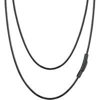 PROSTEEL Mens Leather Necklace Cord - 2mm/3mm Width Braided Waxed Waterproof Rope Chain for Pendant with Black Stainless Steel Black Clasp, 16"-30" In