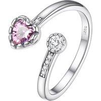 PROSILVER Women Heart Ring, 925 Sterling Silver Birthstone Rings-Send Gift Box J-Oct