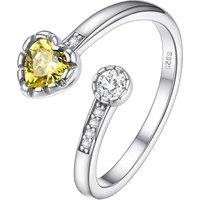 PROSILVER Women Heart Ring, 925 Sterling Silver Birthstone Rings-Send Gift Box K-Nov