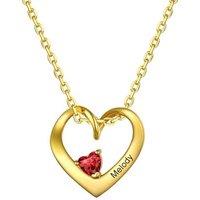 PROSILVER Women Personalised Heart Pendant Necklace, 925 Sterling Silver Mother Necklace with Names Birthstone Necklaces-Send Gift Box 1 heart-gold pl